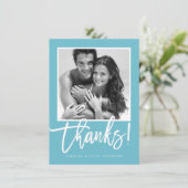 MERCI mariage simple lettré bleu turquoise (Debout devant)