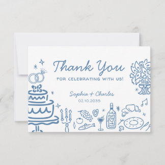 Merci Mariage Whimsical Blue MainDrake Doodles