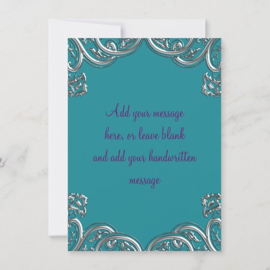 Merci mascarade bleu violet et turquoise (Dos)