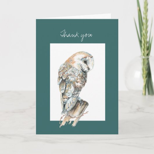Merci, Merci Aquarelle Barn Owl Bird Art (Devant)