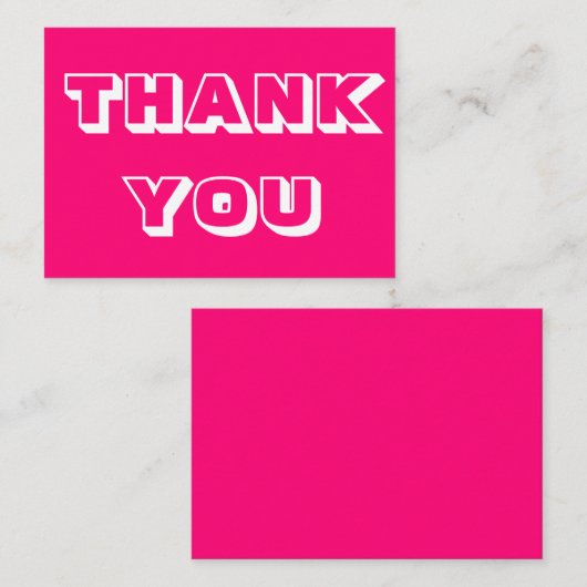 Merci, Merci, carte blanche rose chaud (Devant / Derrière)