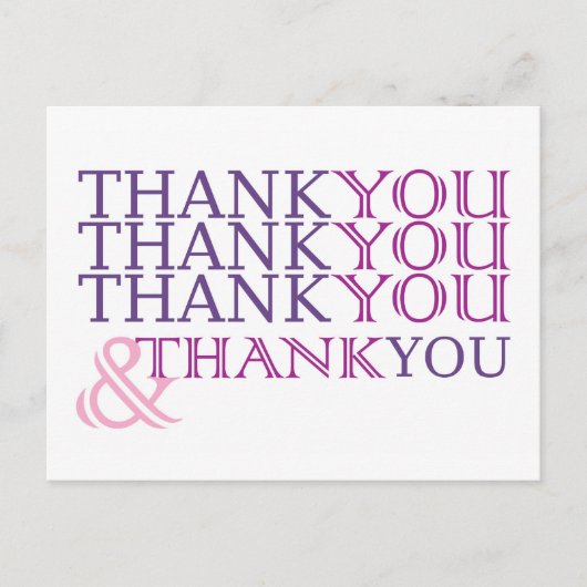 Merci merci carte de remerciements en violet texte (Devant)