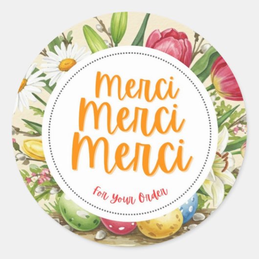 Merci Merci Merci Floral Dank u Sticker (Voorkant)