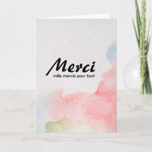 Merci Mille Mercis Aquarelle Carte de Remerciement
