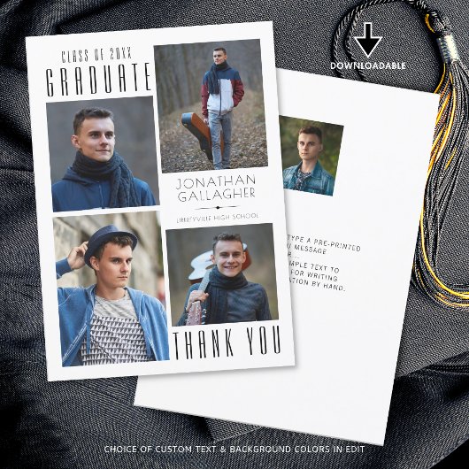 Merci minimal à poils fins Cinq photos noir