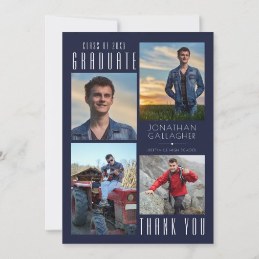 Merci minimal à pointe mince Quatre photos Marine (Devant)