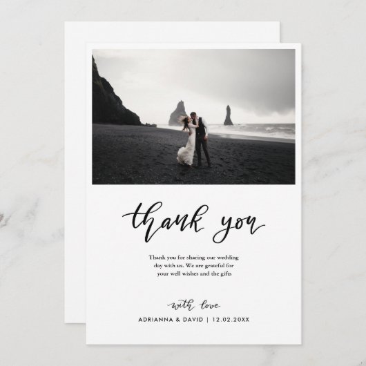 Merci minimal script Mariage Couple photo (Devant / Derrière)