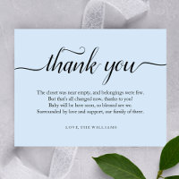 Merci minimaliste baby shower bleu simple