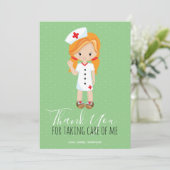 Merci Mint Green Script Ginger Cartoon Nurse (Debout devant)