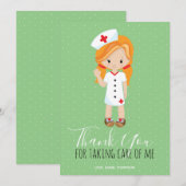 Merci Mint Green Script Infirmière Ginger Cartoon (Devant / Derrière)