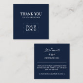 Merci moderne bleu marine simple Cartes de visite (Devant / Derrière)