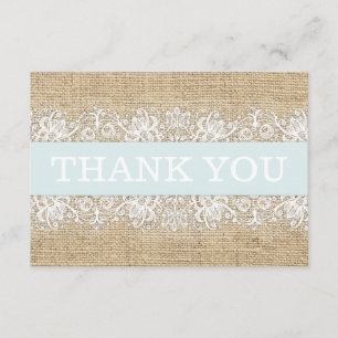 Merci moderne de la dentelle bleue de Burlap