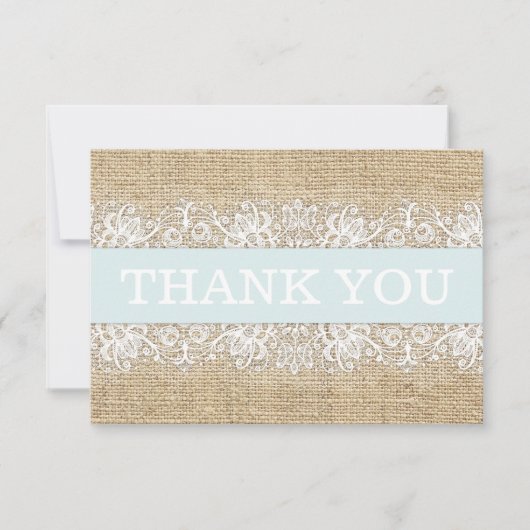 Merci moderne de la dentelle bleue de Burlap (Devant)