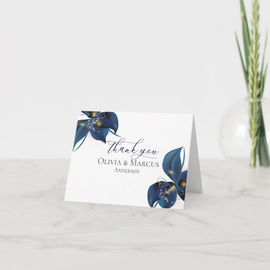 Merci | Moderne Deep Indigo Bleu et or (Devant)