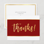 MERCI moderne design bordeaux rouge écriture or (Devant / Derrière)