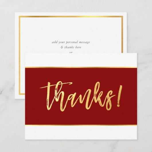 MERCI moderne design bordeaux rouge écriture or (Devant / Derrière)
