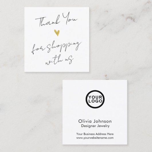 Merci moderne Élégant Carte de visite d'écriture m (Devant / Derrière)