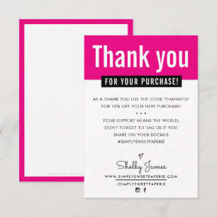 MERCI MODERNE encart d'achat client rose