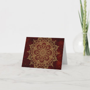 Merci moderne, mandala bordeaux profond et or glam