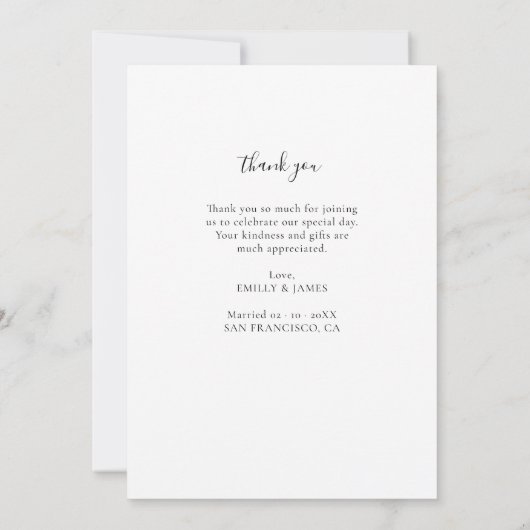 Merci moderne Mariage photo vertical (Dos)