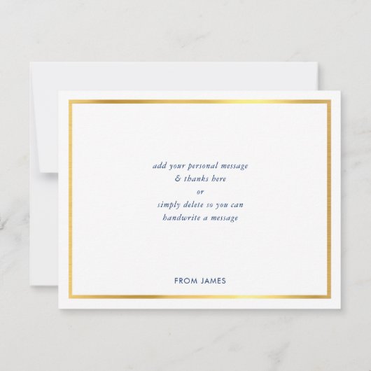 MERCI moderne marine bleu aquarelle or écriture (Dos)