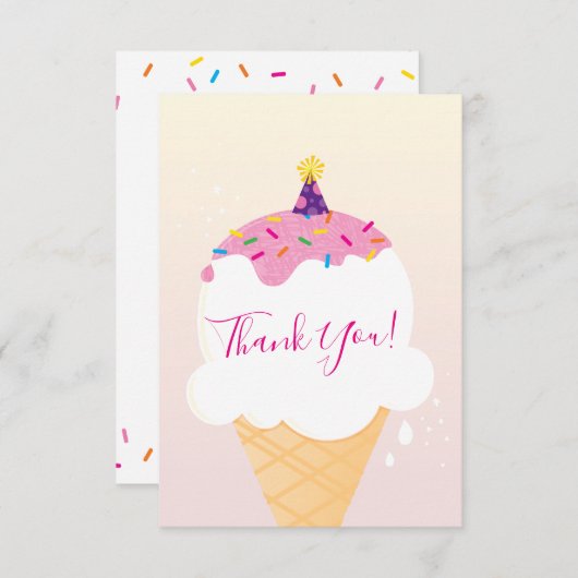 MERCI moderne rétro crème glacée cono partie rose (Devant / Derrière)