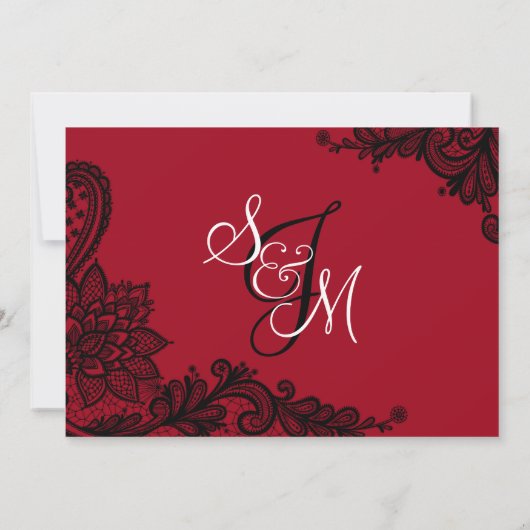 Merci moderne rouge de Goth de dentelle noire (Dos)