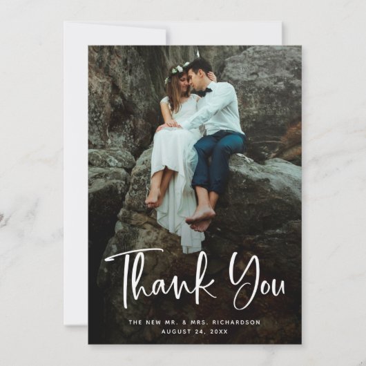 Merci moderne | Script blanc et photo Mariage (Devant)