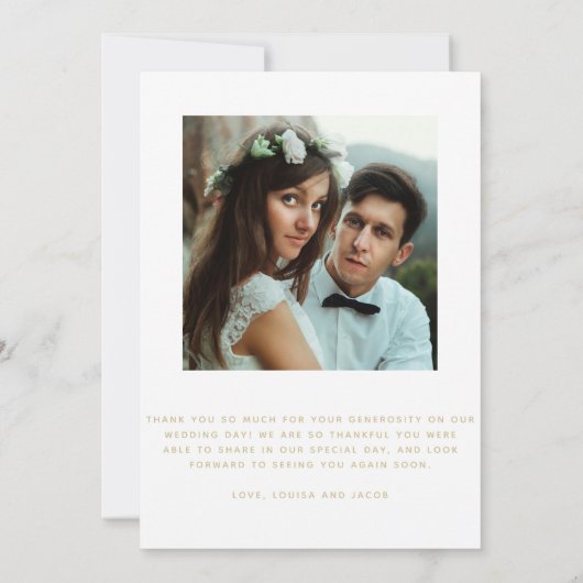 Merci moderne | Script en or Faux et photo Mariage (Dos)