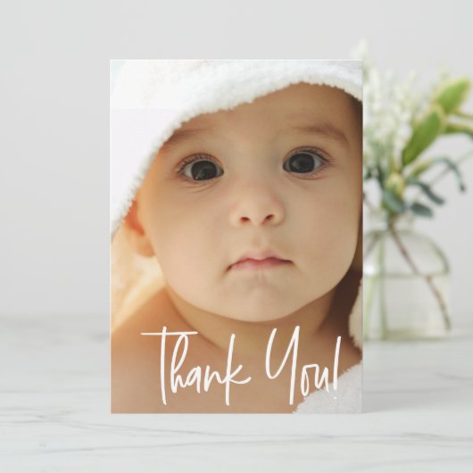 Merci moderne Script vertical Photo bébé garçon (Debout devant)