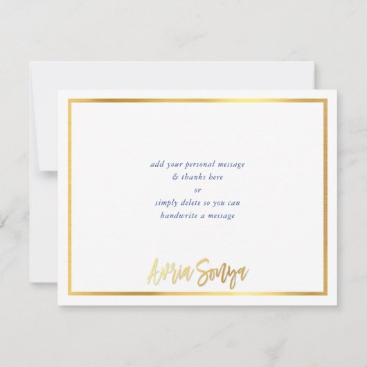 MERCI moderne style royal bleu or écriture (Dos)