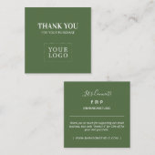 Merci moderne vert simple Cartes de visite (Devant / Derrière)