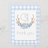 Merci - Monogramme Bleu En vichy Floral BOHO (Devant / Derrière)