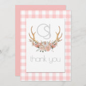 Merci - Monogramme Coral En vichy Floral BOHO (Devant / Derrière)