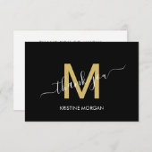 Merci monogramme script or noir (Devant / Derrière)