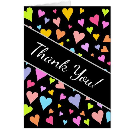 "Merci !"; Motif de Coeurs amusants, aimés et colo (Devant)