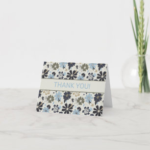 Merci Motif Floral bleu rétro