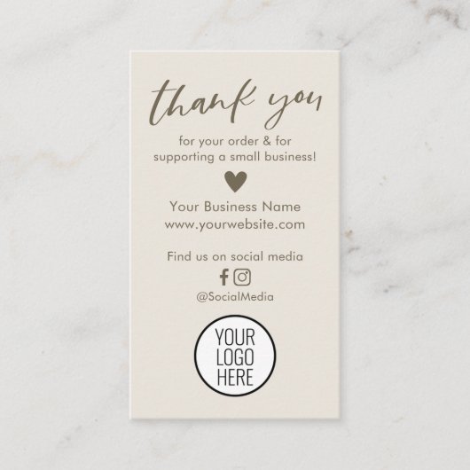 Merci Neutre Moderne Pour Vos Cartes De Commande (Devant)