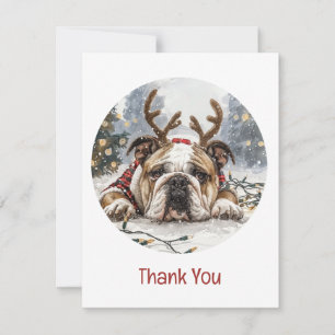 Merci Noël Anglais Bulldog Reindeer