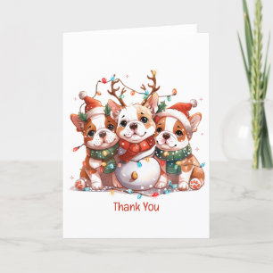 Merci Noël Anglais Bulldog Reindeer Père Noël