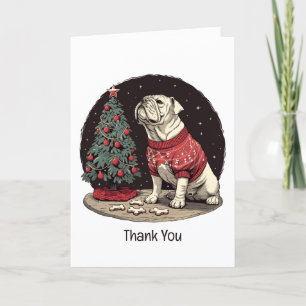 Merci Noël Anglais Chien de Noël Arbre
