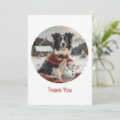 Merci Noël Bordure Collie Chien Snowman (Debout devant)