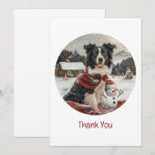 Merci Noël Bordure Collie Chien Snowman (Devant / Derrière)