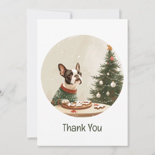 Merci Noël Boston Terrier Chien (Devant)