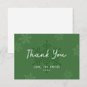 Merci Noël Flocon de Neige Écriture Simple Verte (Devant / Derrière)