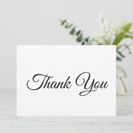 Merci noir blanc classique script élégant carte (Debout devant)