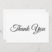 Merci noir blanc classique script élégant carte (Devant / Derrière)
