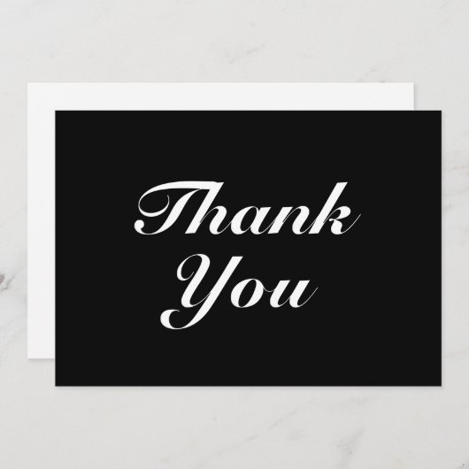Merci, noir blanc élégant carte de note (Devant / Derrière)