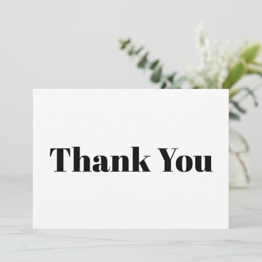 Merci, noir blanc moderne élégante carte de note (Debout devant)