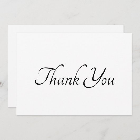 Merci noir blanc script élégant carte chic (Devant / Derrière)